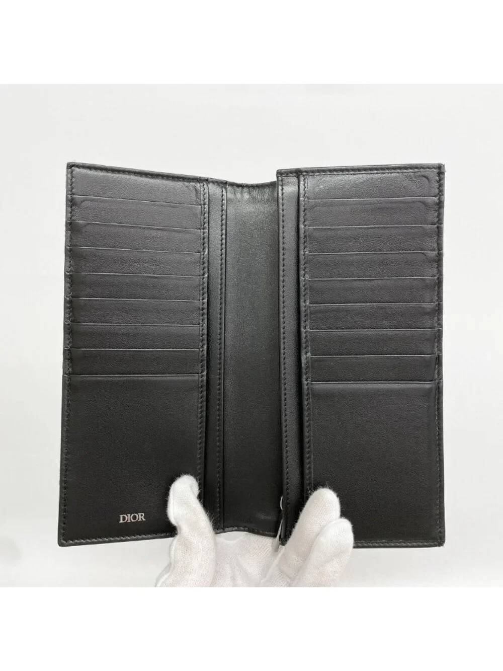 Dior Wallet Oblique Canvas Beige Black Silver
